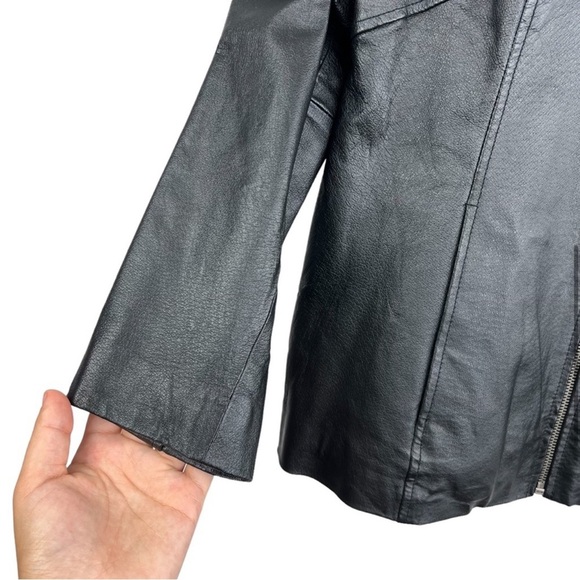 Jacqueline Ferrar Authentic Pig Nappa Genuine
Leather Black Zip Up Jacket size S - Picture 4 of 10